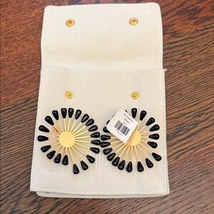 KHOI Chic Gold and Black Sunburst Earrings